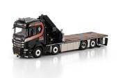 ����01-4669 WSI 1/50  SCANIA Bouwrent SCANIA R NORMAL CR20N 8X2 TAG AXLE RIGED FLATBED TRUCK WITH PALFINGER PK 78002 SH + JIB