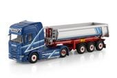 ͽ�� 01-4820 WSI 1/50  SCANIA Augst SCANIA R HIGHLINE CR20H 4X2 HALF PIPE TIPPER TRAILER - 3 AXLE