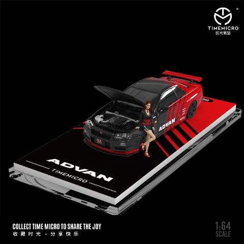 新品 TM646316-1 TimeMicro TM 1/64 R34 Advan ボンネット開閉