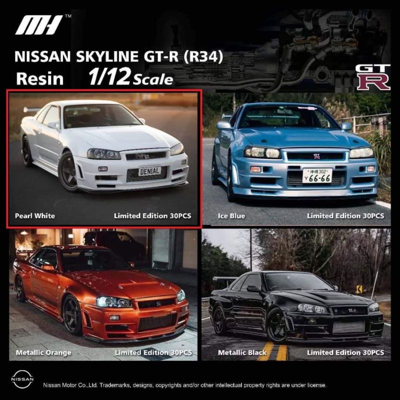 新品 MH1201PW モーターヘリックス 1/12 Nissan スカイライン GT-R R34