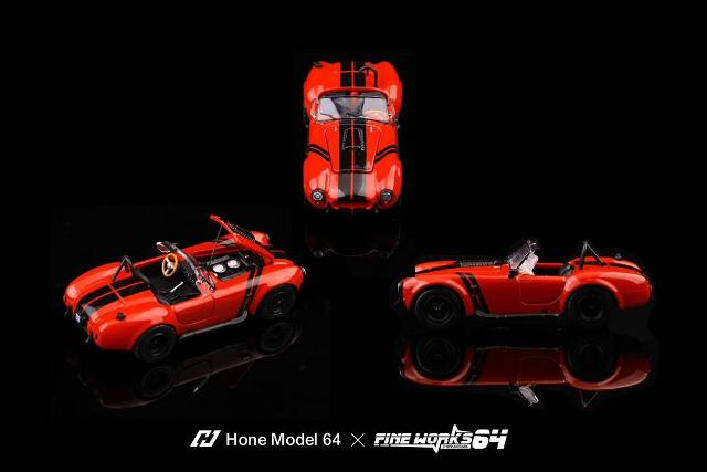 ����  Hone Model 64x FineWorks64 1/64  shelby cobra 427 ������ӡ� ���֥� Metallic Red + Black Stripes