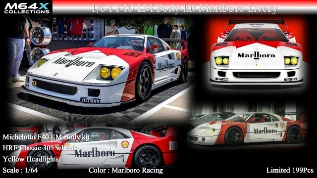 新品 M64X 1/64 F40 LM Body kit Marlboro Livery, Boost Gear