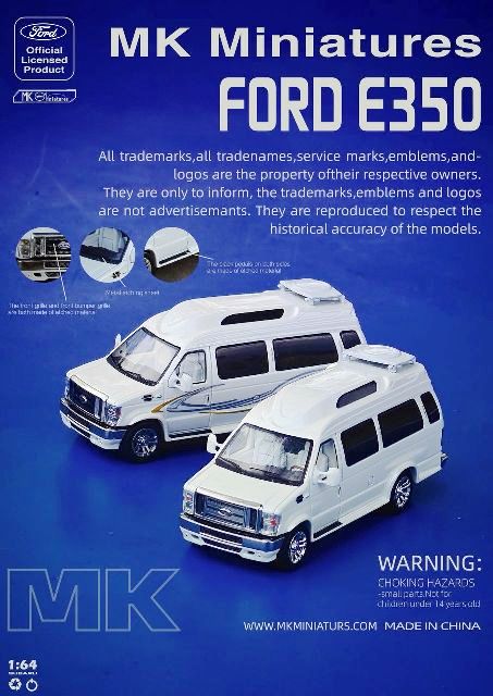 【新品】1/64 596 model フォード E350 オレンジ 1:64 *596 DIECAST* BLUE & WHITE Ford E350 Econoline