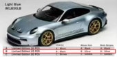 ͽ IM1830LB-B IVY Tailor 1/18 ݥ륷 PORSCHE 911 S/T 992 Light Blue Black Interior Silver Wheel Silver Stripes 15pcs