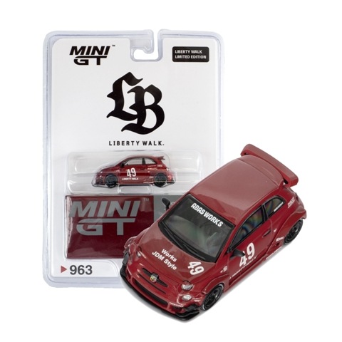 LBWK 限定 MINI GT アバルト 595 赤MINIGT 2台セット TSM ミニGT 1/64 アバルト 595 LB-WORKS x Abas Works ピンク(左