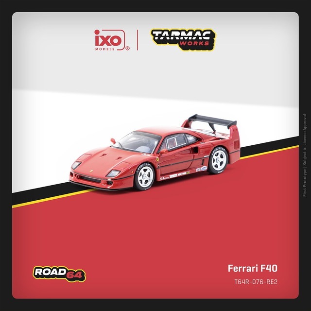 ヴィンテージ 鋳鉄製 ミニカー 赤、ハブレー社製 新品 T64R-076-RE2 Tarmac Works 1/64 フェラーリ Ferrari F40 Red