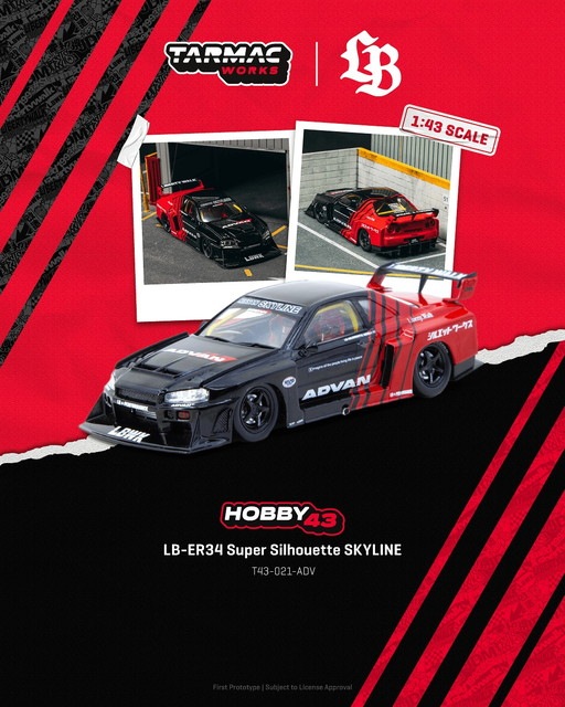 新品 T43-021-ADV Tarmac Works 1/64 日産 LB-ER34 Super Silhouette