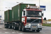 ͽ�� 01-4906 WSI 1/50   N. Mijnders VOLVO F12 CABLE SYSTEM + CONTAINER FRAME 8X2 TAG AXLE RIGED CONTAINER FRAME TRUCK DRAWBAR TRAILER + 2X 20FT CONTAINER 