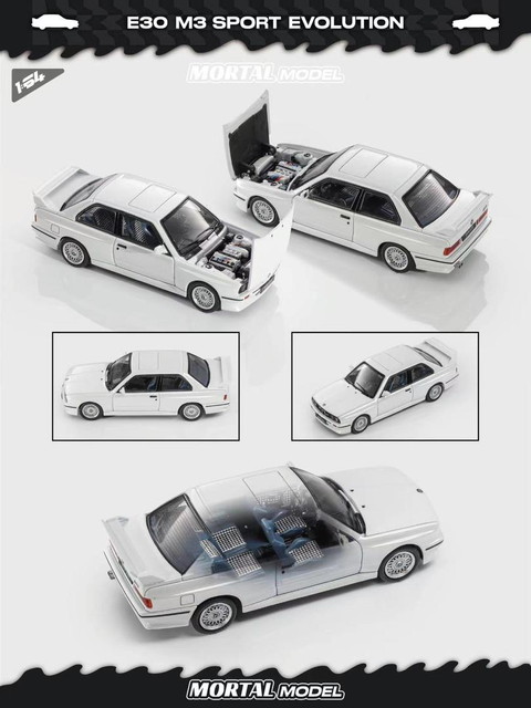 新品 Mortal 1/64 BMW M3 E30 M3 Sedan Pearl White, Boost Gear
