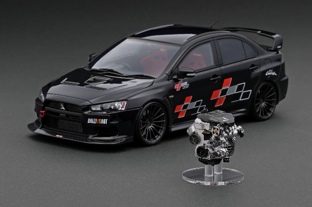 ͽ�� IG3212 �����˥å�����ǥ� 1/18 ��ɩ Mitsubishi Lancer Evolution X (CZ4A) Black Metallic With Engine 