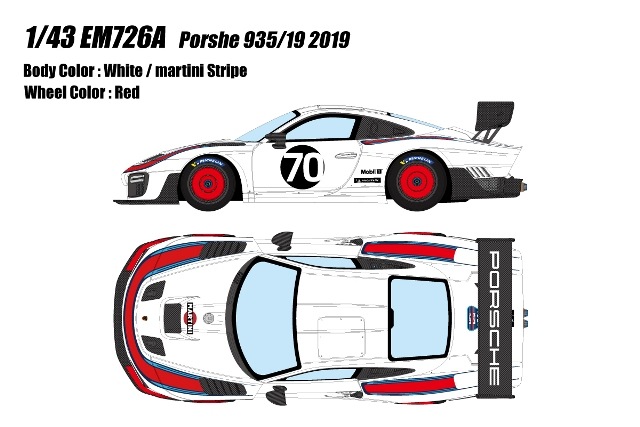 ͽ�� EM726A �ᥤ�����å�/�����ɥ��� 1/43 �ݥ륷�� Porsche 935/19 2019 �ۥ磻��/�ޥ�ƥ��˥��ȥ饤��