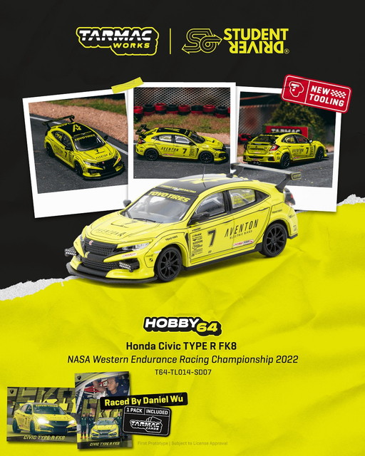 ͽ�� T64-TL014-SD07 Tarmac Works 1/64 �ۥ�� Honda Civic TYPE R FK8 NASA Western Endurance Racing Championship 2022 