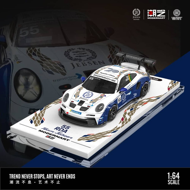 新品 MD647316 ModernArt x WRT 1/64 911 GT3 Cup White-Blue #55