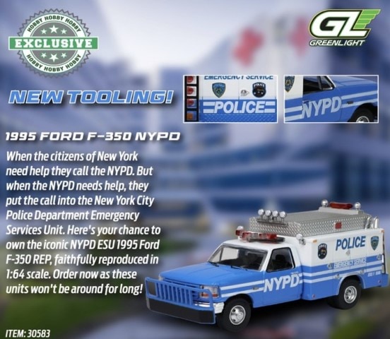 予約 30583 GreenLight 1/64 フォード Ford F-350 NYPD - Emergency