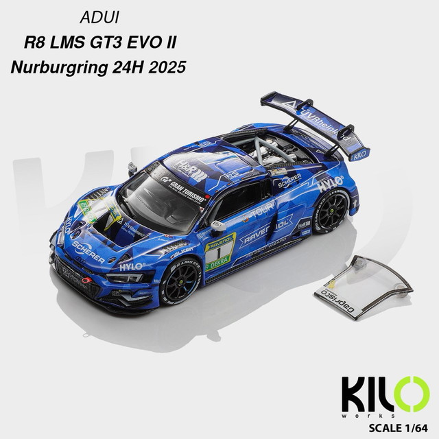 ͽ�� KLW0036-1 KILOworks 1/64 �����ǥ� Audi R8 LMS GT3 EVO II Nurburgring 24H 2025 #1