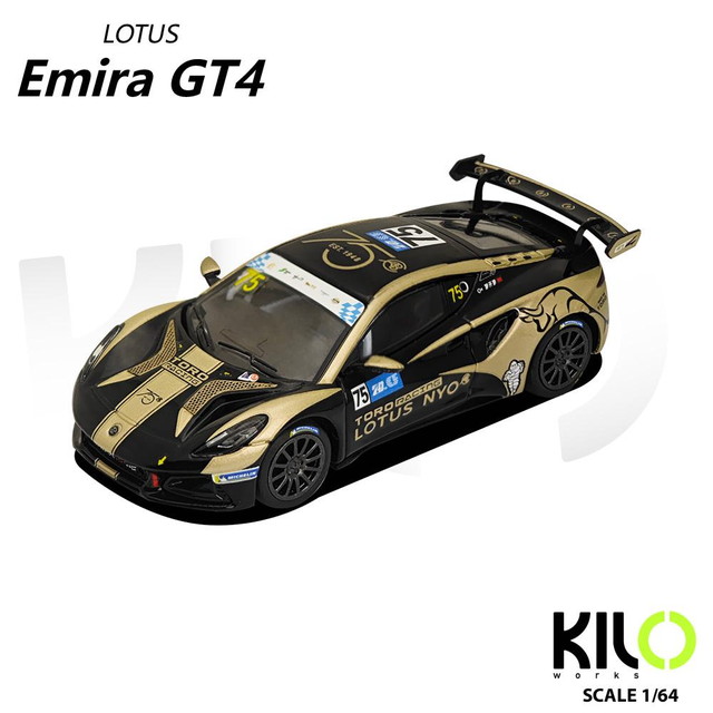 ͽ�� KLWO027-1 KILOworks 1/64 �������� ���ߡ��� LOTUS EMIRA GT4 LKL 2023 Macau Race Winner LOTUS TEAM TORO #75