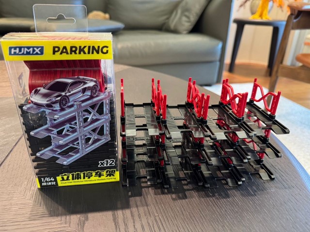 新品 HJMX 1/64 ミニカー 12台 収納 昇降式 立体駐車場 パーキング