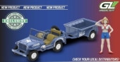 ͽ�� 30594 GreenLight 1/64  Hitch & Tow - 1943 Willys MB Jeep with Cargo Trailer and Military Pin-Up Girl Figurine - America 250 Edition 