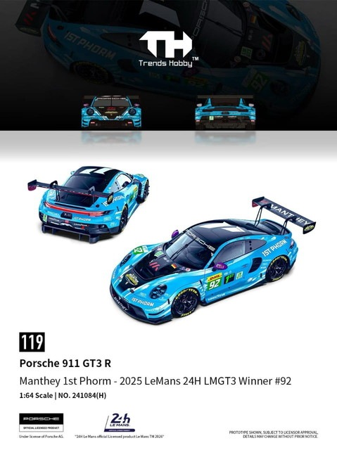 工芸品 hmd 予約 241084H Trends Hobby TH 1/64 ポルシェ Porsche 911 (992) GT3 R