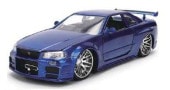 ͽ�� JADA37704 JadaToys �磻��ɥ��ԡ��� 1/24 ���� BRIAN'S GT-R (R34) BLUE COLOR BRUSH FINISH