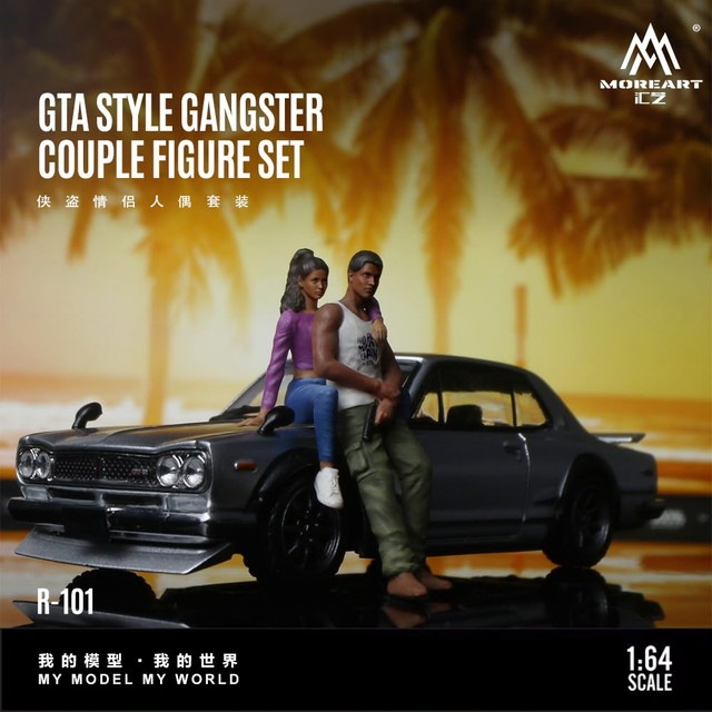 予約 MO223101 MoreArt 1/64 GANGSTERCOUPLE FIGURE SET 黒人 ギャング