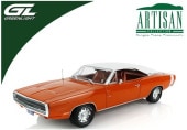 ͽ�� 19146 GreenLight 1/18  1970 Charger R/T SE - EK2 Go Mango with White Vinyl Top & Bee Stripe - Magnum 500s and Optional Rocker Molding 