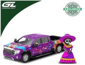 ͽ�� 30616 GreenLight 1/64 2023 GMC Sierra 3500 HD - Dia de los Muertos with La Catrina Figurine