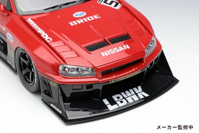 メイクアップ アイドロン LBWK LB-ER34 ミニカー レッド 新品 EML047 メイクアップ/アイドロン 1/18 日産 LB-ER34 Super