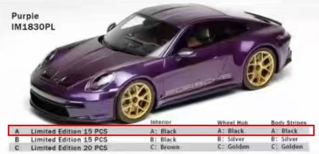 予約 IM1830PL-A IVY Tailor 1/18 ポルシェ PORSCHE 911 S/T 992
