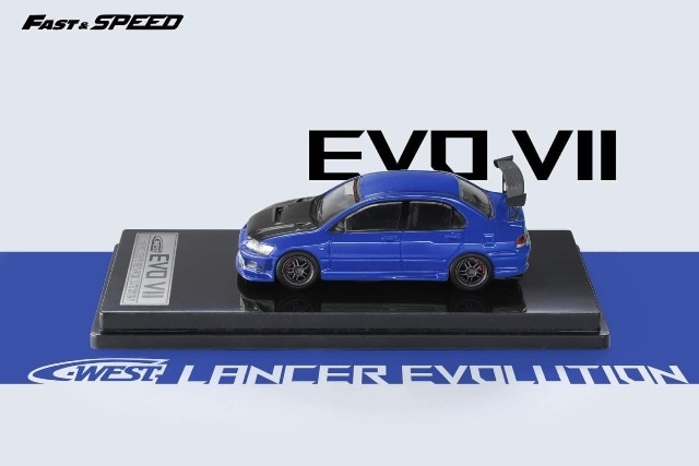 ͽ  Fast Speed FS 1/64 ɩ 󥵡 9 Mitsubashi Lancer EVO VII Evolution C-West Blue Carbon Hood