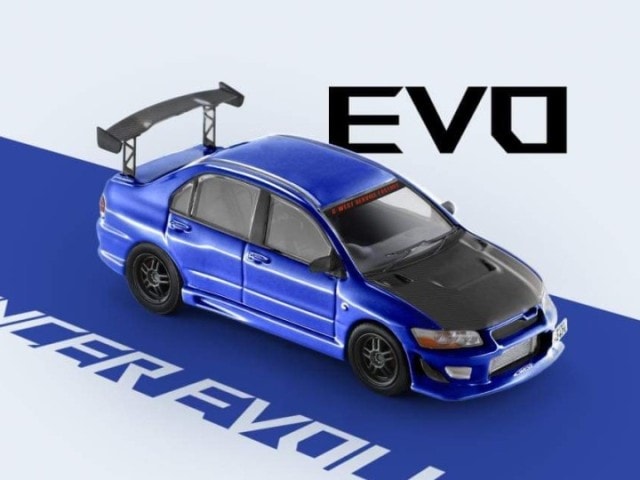 ͽ  Fast Speed FS 1/64 ɩ 󥵡 9 Mitsubashi Lancer EVO VII Evolution C-West Blue Carbon Hood