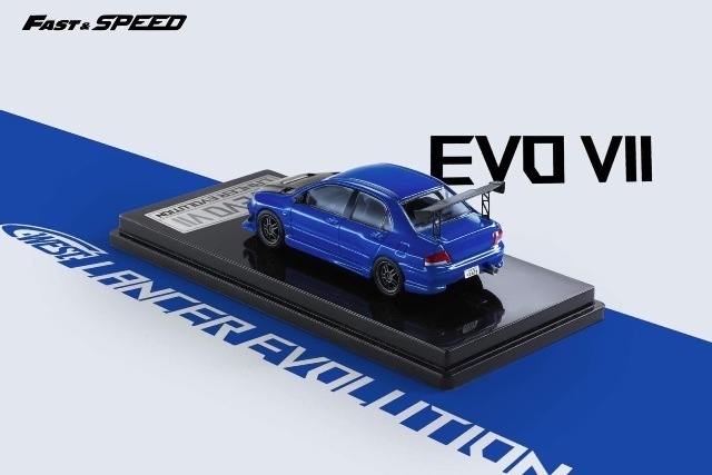 ͽ  Fast Speed FS 1/64 ɩ 󥵡 9 Mitsubashi Lancer EVO VII Evolution C-West Blue Carbon Hood