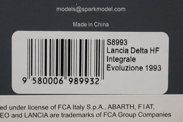 1/43 スパーク S8993 ランチア デルタ HF インテグラーレ