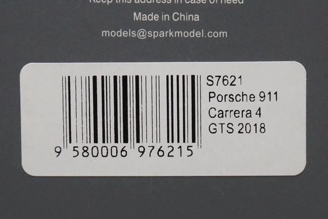 1/43 スパーク S7621 ポルシェ 911 カレラ 4 GTS 2018 シルバー