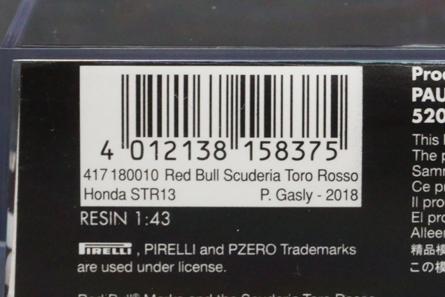 1/43 ミニチャンプス 417180010 スクーデリア トロ ロッソ ホンダ