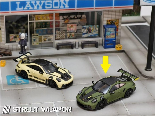 新品 SW Street Weapon 1/64 ポルシェ 992 GT3 RS B/Matte Green