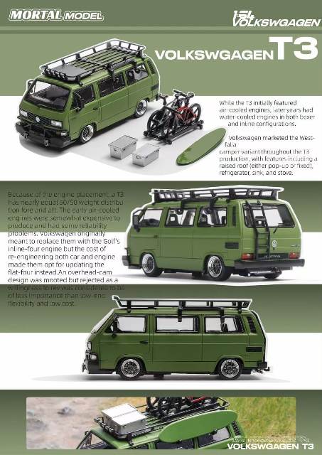 新品 Mortal 1/64 フォルクスワーゲン VW Type 2 T3(Carrera Bus