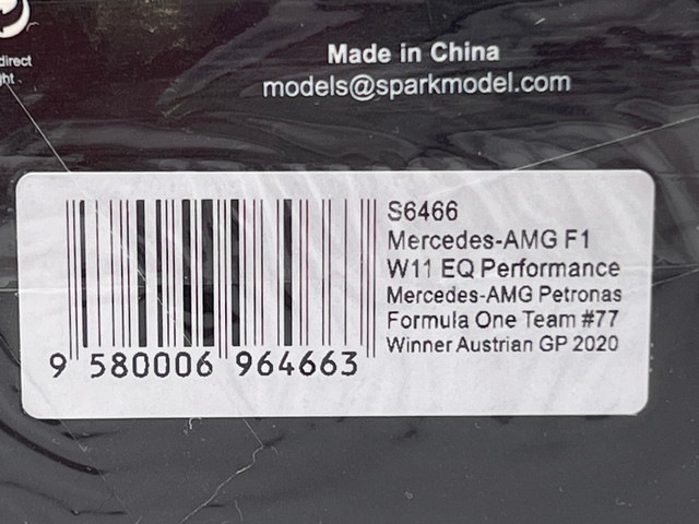 1/43 ���ѡ��� S6466 ��륻�ǥ� AMG F1 W11 EQ �ѥե����ޥ� �������ȥꥢ Austrian GP ͥ�� 2020  V. �ܥå��� #77