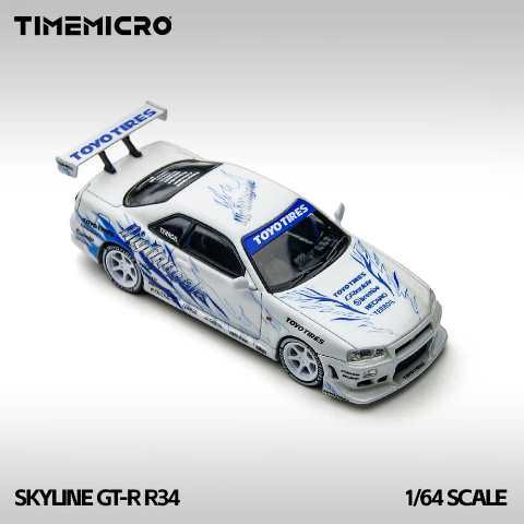 予約 TM800503 Time Mirco TM 1/64 日産 GT-R R34 White Drift