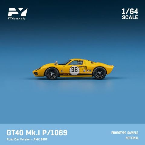 予約 FY64095 Finclassically 1/64 GT40 Mk.I P1069 #98 Yellow