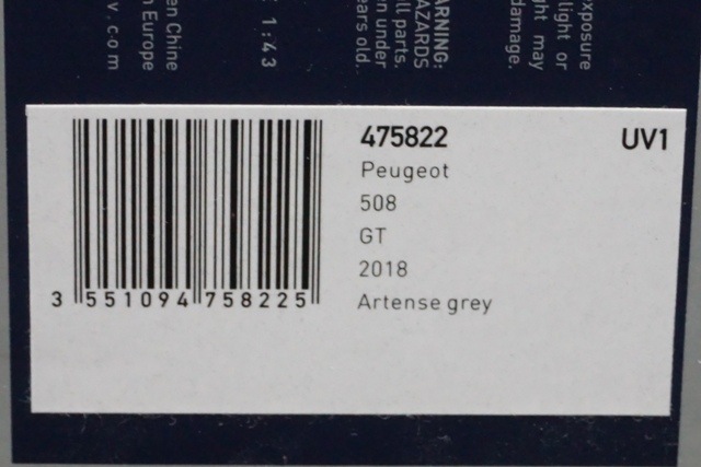 1/43 Υ 475822 Peugeot 508 GT 2018 Artense grey