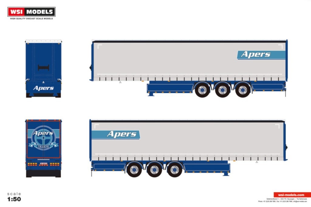 予約 01-5401 WSI 1/50 Transport Apers カーテンサイドトレーラー（3