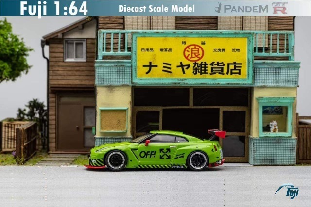 ͽ  Fuji 1/64  Nissan GT-R R35 Pandem Rocket Bunny Green Off-White