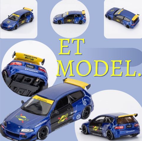 ���� MC640015A ET Model x MC Model Collect ��ǥ륳�쥯�� 1/64 �ۥ�� �ѥ�ǥ� Pandem Civic EG6 5th Mk5 Rocket Bunny Wide-Body ��¤�� Blue yellow