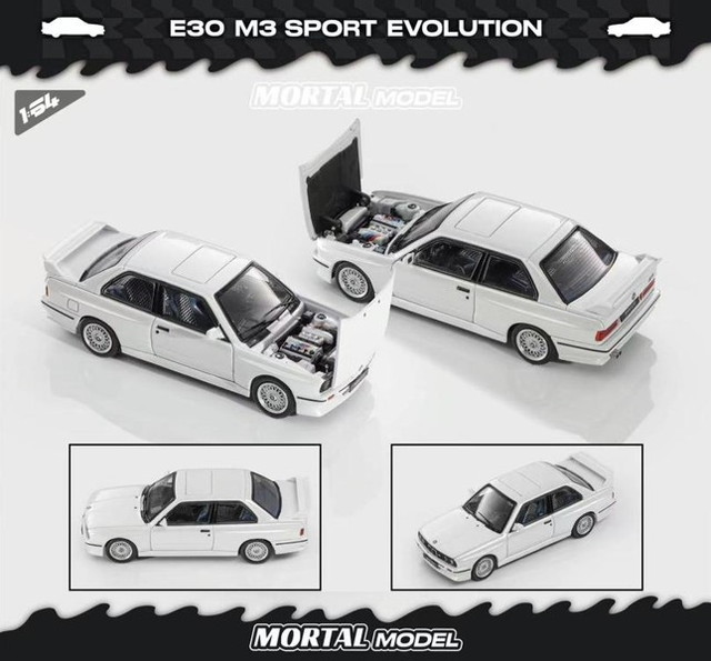 新品 Mortal 1/64 BMW M3 E30 M3 Sedan Pearl White, Boost Gear
