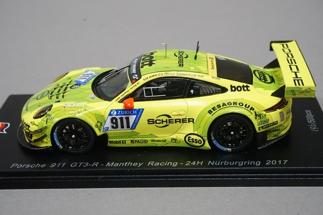 ポルシェ911 RSR ミニカー　世界限定2017個 1/43 スパーク SG325 ポルシェ 911 GT3-R Manthey Racing ニュルブルク