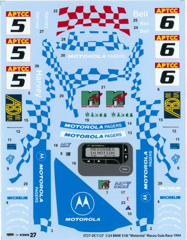 DC1127 27 1/24 BMW 318i "Motorola" Macau Guia Race 1994