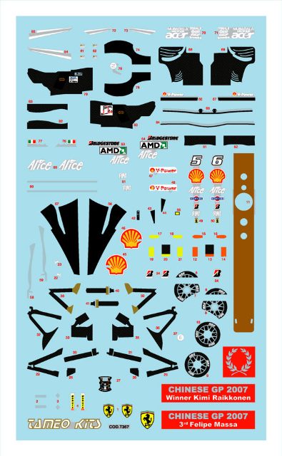 取寄せ TMK370 タメオキット 1/43 フェラーリ F2007 China GP 2007