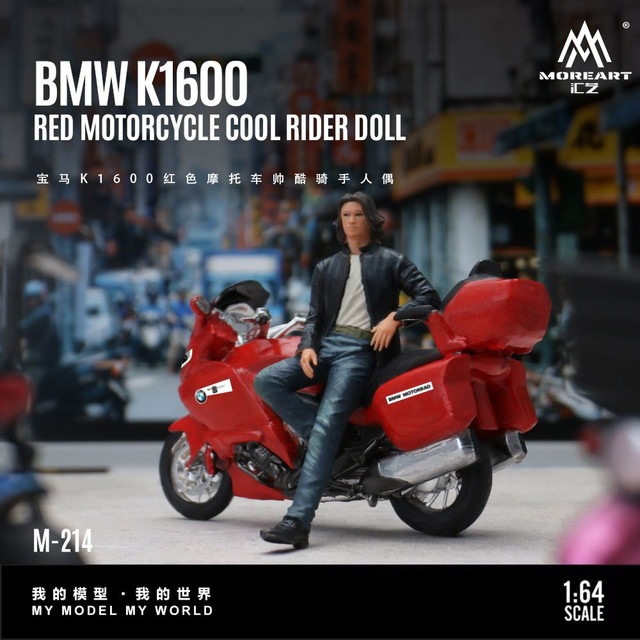 予約 MO222214 MoreArt 1/64 BMW K1600 バイク フィギュア付き レッド