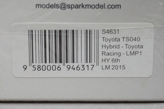 1/43 スパーク S4631 トヨタ TS040 ハイブリッド トヨタ レーシング